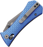 Auxiliary Manufacturing Coffin Tanto Crossbar Lock Blue Aluminum Folding 14C28N Knife 010BLU