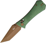 Auxiliary Manufacturing Coffin Tanto Crossbar Lock Green Aluminum Folding Gold 14C28N Knife 010GRN