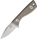 Auxiliary Manufacturing Runt Gray Titanium 14C28N Fixed Blade Knife 011TI
