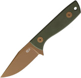 Auxiliary Manufacturing Runt XL Green G10 Rose Gold 14C28N Fixed Blade Knife 012GRN