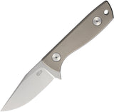 Auxiliary Manufacturing Runt XL Gray Titanium 14C28N Fixed Blade Knife 012TI