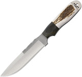 Anza Dunefield Elk Stag Handle & Black Micarta Bolster 11.25" Fixed Knife DE