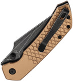 Tenable Knives Fenrir Top Linerlock Bronze Aluminum Folding Nitro-V Pocket Knife B1034H11