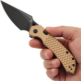 Tenable Knives Fenrir Top Linerlock Bronze Aluminum Folding Nitro-V Pocket Knife B1034H11