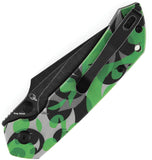 Tenable Knives Fenrir Top Linerlock Green Camouflage G10 Folding D2 Steel Pocket Knife B1034H13