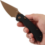 Tenable Knives Fenrir Top Linerlock Black G10 Folding Rose Gold Nitro-V Pocket Knife B1034H3