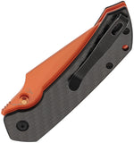 Tenable Knives Fenrir Top Linerlock Twill Carbon Fiber Folding Orange Nitro-V Pocket Knife B1034H5