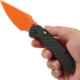 Tenable Knives Fenrir Top Linerlock Twill Carbon Fiber Folding Orange Nitro-V Pocket Knife B1034H5