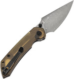 Tenable Knives Fenrir Top Linerlock Amber PEI Ultem Folding Damascus Pocket Knife B1034H6
