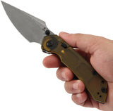 Tenable Knives Fenrir Top Linerlock Amber PEI Ultem Folding Damascus Pocket Knife B1034H6