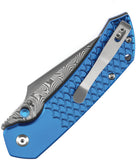 Tenable Knives Fenrir Top Linerlock Dark Blue Aluminum Folding Damascus Pocket Knife B1034H9