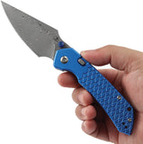 Tenable Knives Fenrir Top Linerlock Dark Blue Aluminum Folding Damascus Pocket Knife B1034H9
