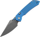 Tenable Knives Fenrir Top Linerlock Dark Blue Aluminum Folding Damascus Pocket Knife B1034H9