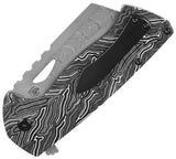 Tenable Knives Leviathan Linerlock Black & White G10 Folding Damascus Pocket Knife B1083A2