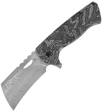 Tenable Knives Leviathan Linerlock Black & White G10 Folding Damascus Pocket Knife B1083A2