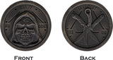 Bastinelli Creations Bronze 1.57" Diameter Knife & Skull Coin 229B