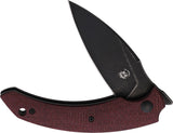 Bastinelli Creations Honos Linerlock Burgundy Micarta Folding Becut Steel Pocket Knife 262