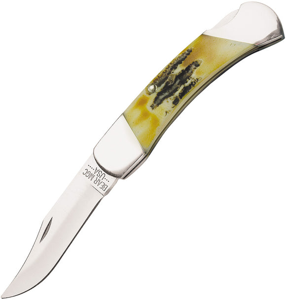 Bear & Son Lockback India Stag Bone Folding Stainless Pocket Knife 505