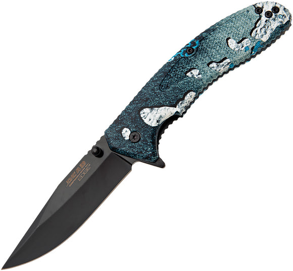 Bear & Son Brisk Linerlock A/O Timber Rift Handle Folding Pocket Knife 61138