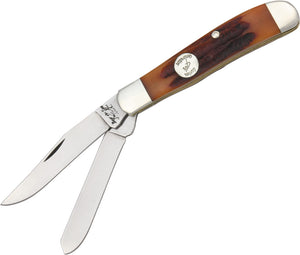 Bear & Son Mini Trapper Red Stag Bone Folding Carbon Steel Pocket Knife CRSB07