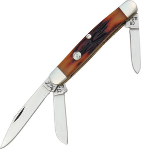 Bear & Son Medium Stockman Red Stag Bone 1095HC Pocket Knife CRSB18