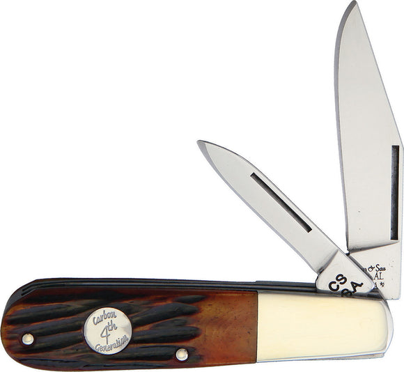 Bear & Son Barlow Red Stag Bone Folding 1095HC Stainless Pocket Knife CRSB281