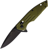 Bear Ops Slide Lock OD Green Synthetic Folding D2 Steel Pocket Knife 950OD7BXX