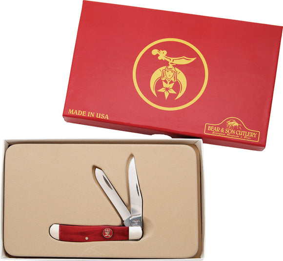 Bear & Son Shriners Trapper Red Bone Folding Stainless Pocket Knife S607S