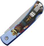 Bear & Son Farmhand Lockback Cowgirl Blue Aluminum Folding Pocket Knife U137LBLCG26
