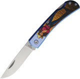 Bear & Son Farmhand Lockback Cowgirl Blue Aluminum Folding Pocket Knife U137LBLCG26
