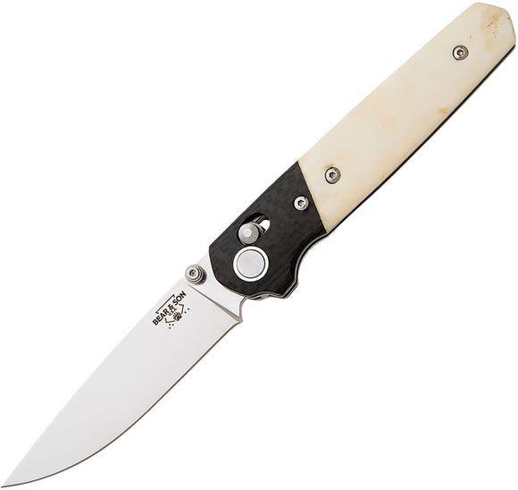Bear & Son Lawman Slidelock White Bone Folding Pocket Knife WSB22