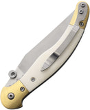 Betyar Fejesgorbe Linerlock White Smooth Bone Folding AUS-8 Pocket Knife BBFG0039