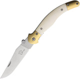 Betyar Fejesgorbe Linerlock White Smooth Bone Folding AUS-8 Pocket Knife BBFG0039