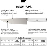 Butterfork Chef's Light Gray ABS AR-RPM9 Fixed Blade Kitchen Knife 01CKLG