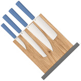 Butterfork Modern Blue ABS AR-RPM9 4pc Fixed Blade Kitchen Knife Set w/Stand 01WSBU