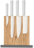 Butterfork Modern Light Gray ABS AR-RPM9 4pc Fixed Blade Kitchen Knife Set w/Stand 01WSLG