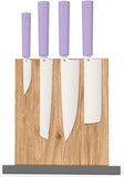 Butterfork Modern Purple ABS AR-RPM9 4pc Fixed Blade Kitchen Knife Set w/Stand 01WSPP