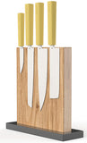 Butterfork Modern Yellow ABS AR-RPM9 4pc Fixed Blade Kitchen Knife Set w/Stand 01WSYL