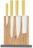 Butterfork Modern Yellow ABS AR-RPM9 4pc Fixed Blade Kitchen Knife Set w/Stand 01WSYL
