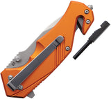 Black Fox Demand Rescue Linerlock Orange Aluminum Folding Serrated D2 Steel Knife 784OR