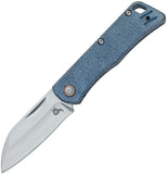 Black Fox Teeny Linerlock Blue Micarta Folding D2 Steel Pocket Knife 785MIBL