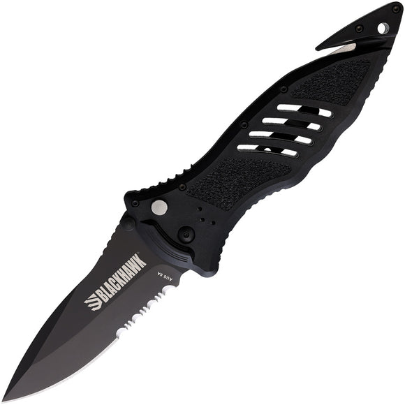 Blackhawk CQD Large Button Lock Black Folding D2 Pocket Knife 15M311BL