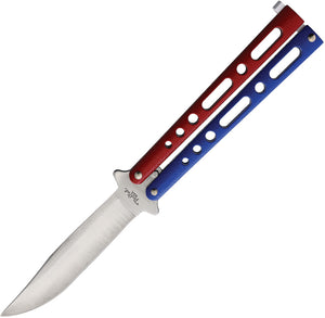 Benchmark Balisong Butterfly Red & White Powder coated Stonewash Knife 022