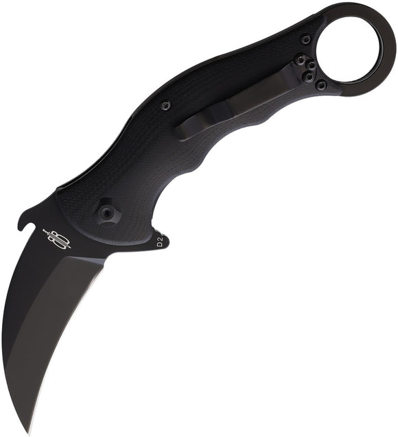 BucknBear Tactical Karambit Linerlock Black G10 Folding D2 Pocket Knife 1221KF