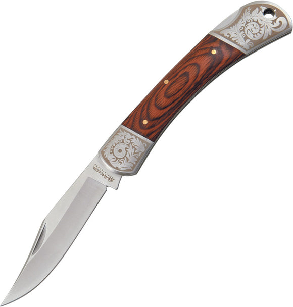 Boker Magnum Lockback Wood Handle Stainless Clip Pt Folding Knife 01SC002