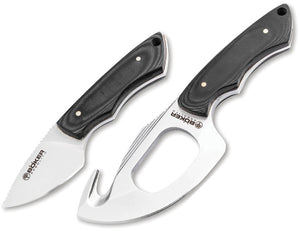 Boker Arbolito Chaman Black Micarta Bohler N695 2pc Fixed Blade Knife Set 02BA5129M