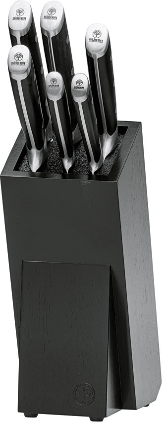 Boker Forge 2.0 Black ABS X50CrMoV15 Fixed Blade 6pc Kitchen Knife Set w/ Storage Block 03BO507SET