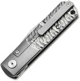 Boker BRLW Meteorite Platinum Edition Framelock Gray Titanium Folding Damascus Pocket Knife 110676DAM