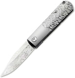 Boker BRLW Meteorite Platinum Edition Framelock Gray Titanium Folding Damascus Pocket Knife 110676DAM