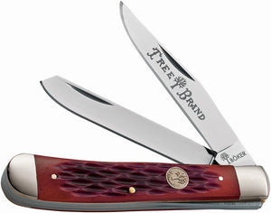 Boker Trapper Red Bone Handle Clip & Spey Blades Folding Pocket Knife - 110747